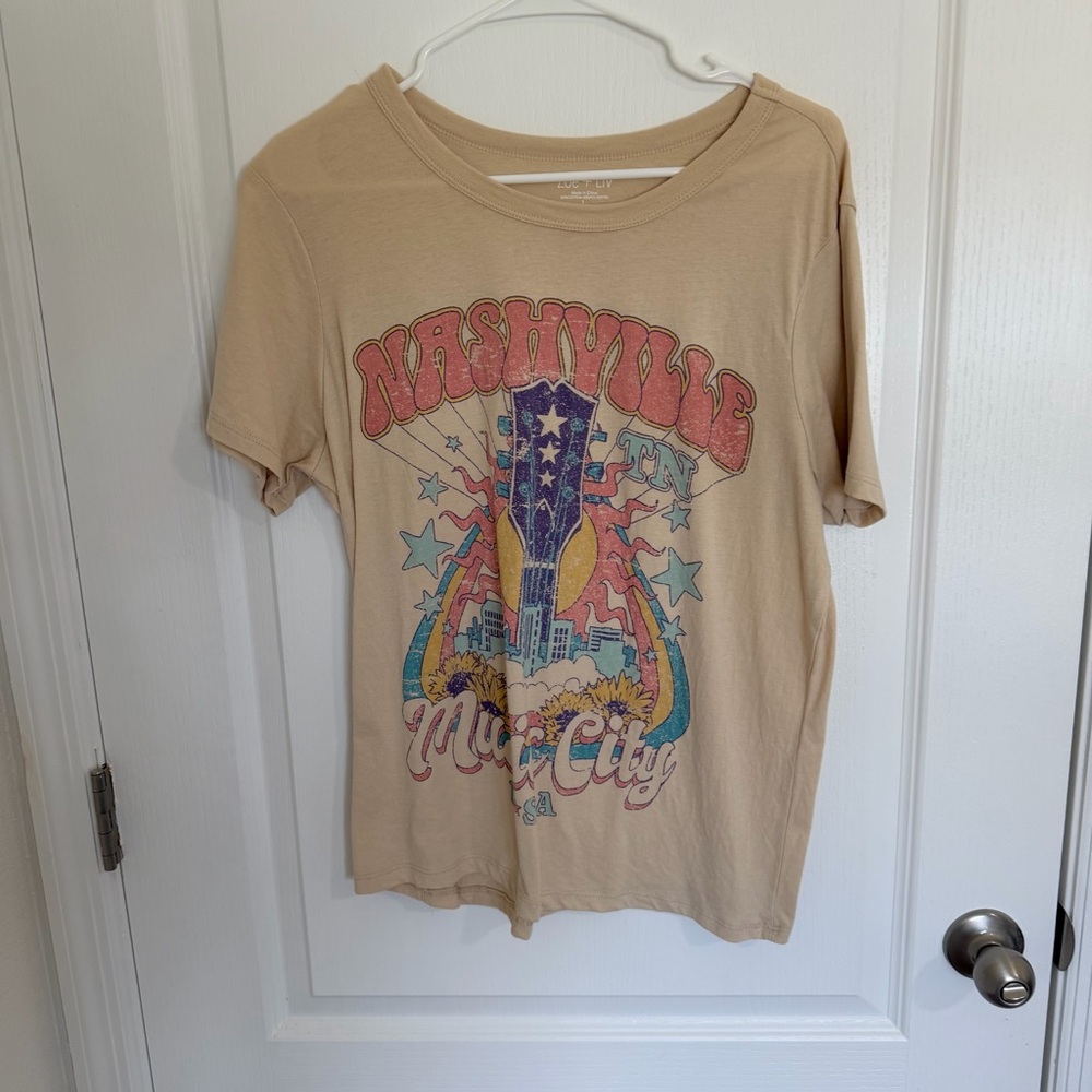 Zoe + Liv Nashville Graphic Tee - Beige